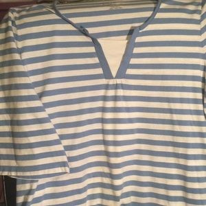 Blue and white Striped Shirt .